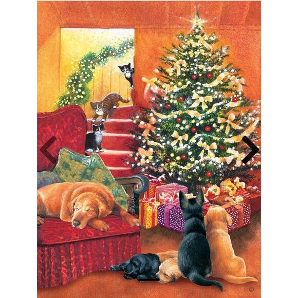 Chrissie Snelling Christmas Jigsaw Puzzle 500 pc Waiting for Morning Holiday Pet - Picture 10 of 10